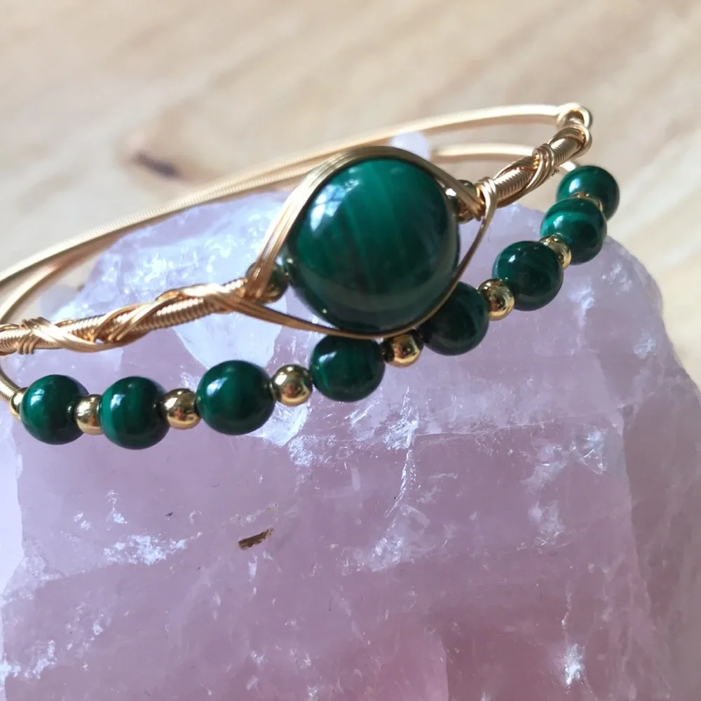 Malachite adjustable bracelet - Picture 2 of 7